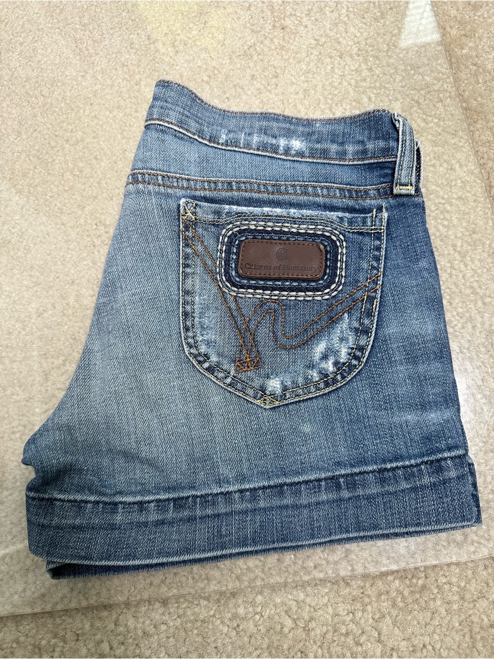 CITIZENS OF HUMANITY THE ROSE DISTRESSED DENIM SHORTS SZ 27